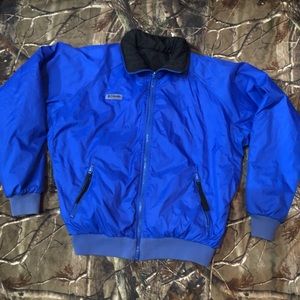 COLUMBIA mens small puffer reversible coat . Royal blue/ black